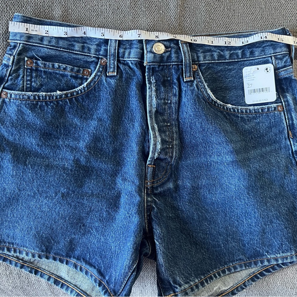Agolde Parker Long Short in Deep Blue Denim